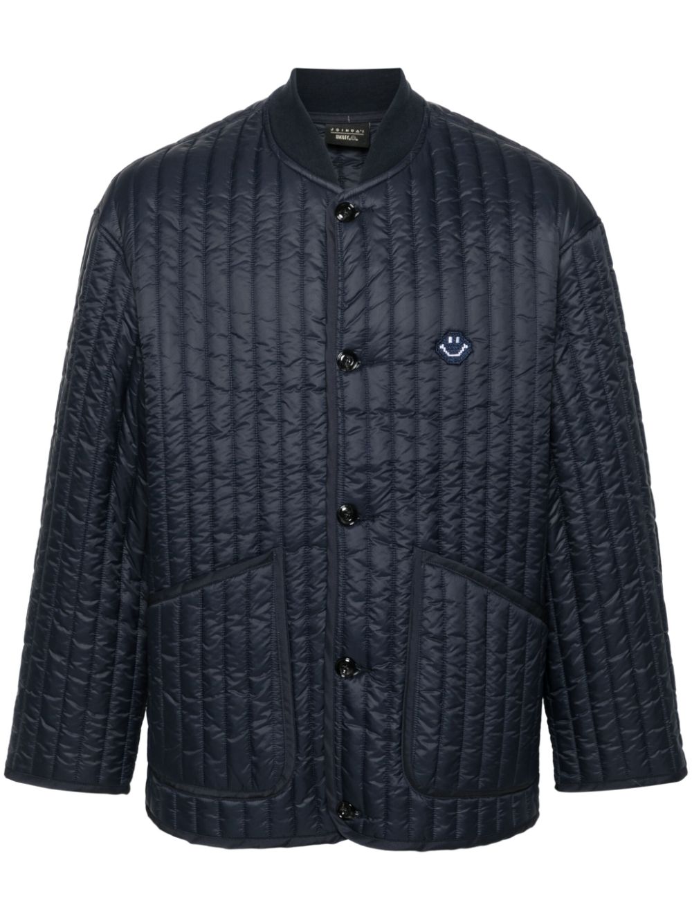 Patch-detail bomber jacket - Blue