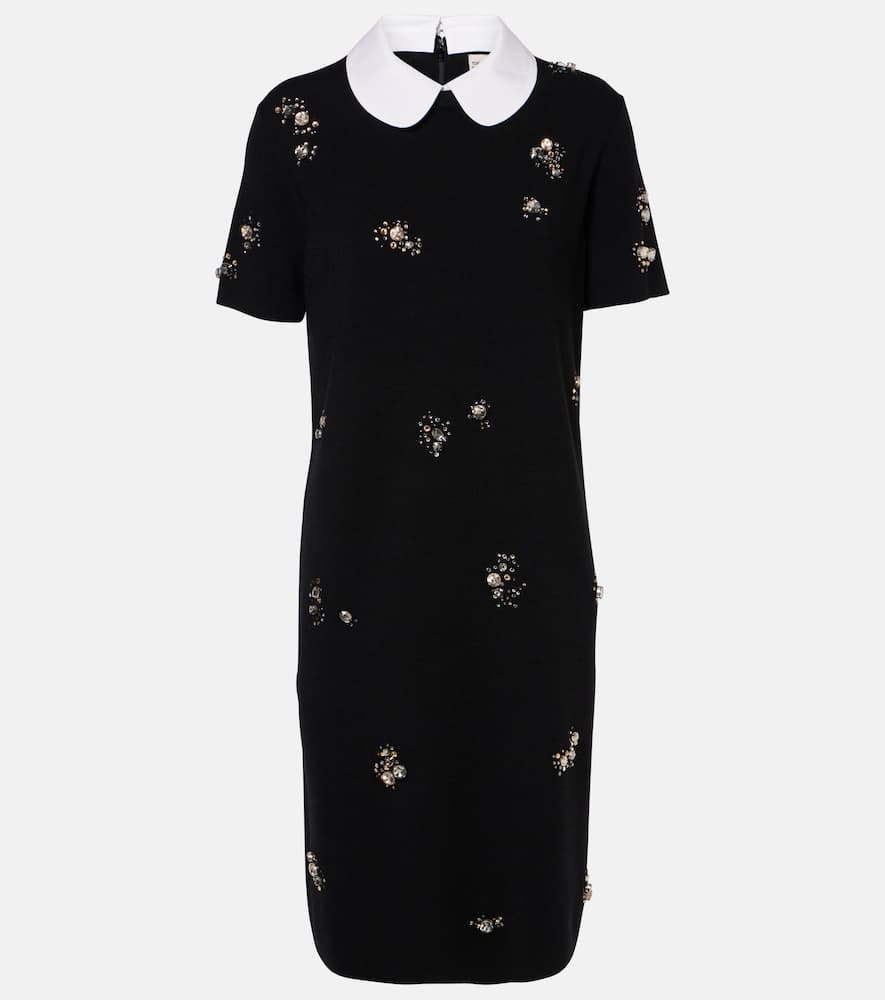 Embellished wool-blend midi dress