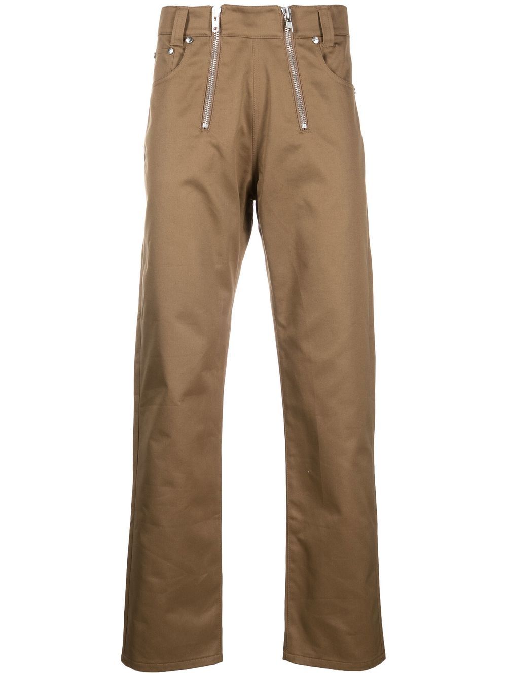 Double-zip straight-leg jeans - Brown