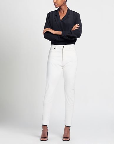 Patriòt Woman Pants White Size 28 Cotton, Elastane