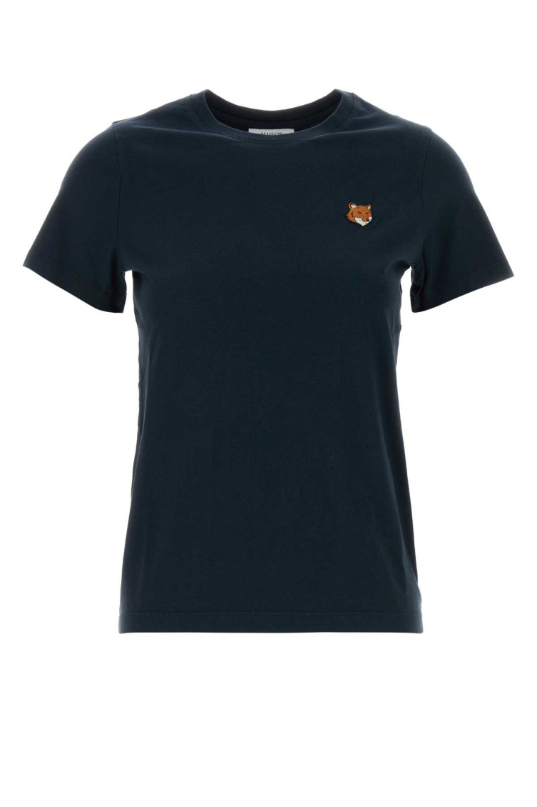 With Fox Head Embroidery T-Shirt Blue