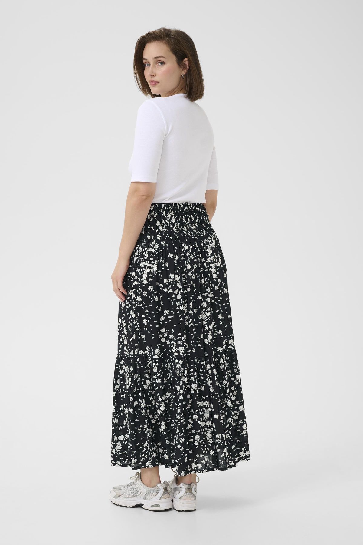 Kaffe Kabeathe Graphic Printed Midi Skirt In Jet Black