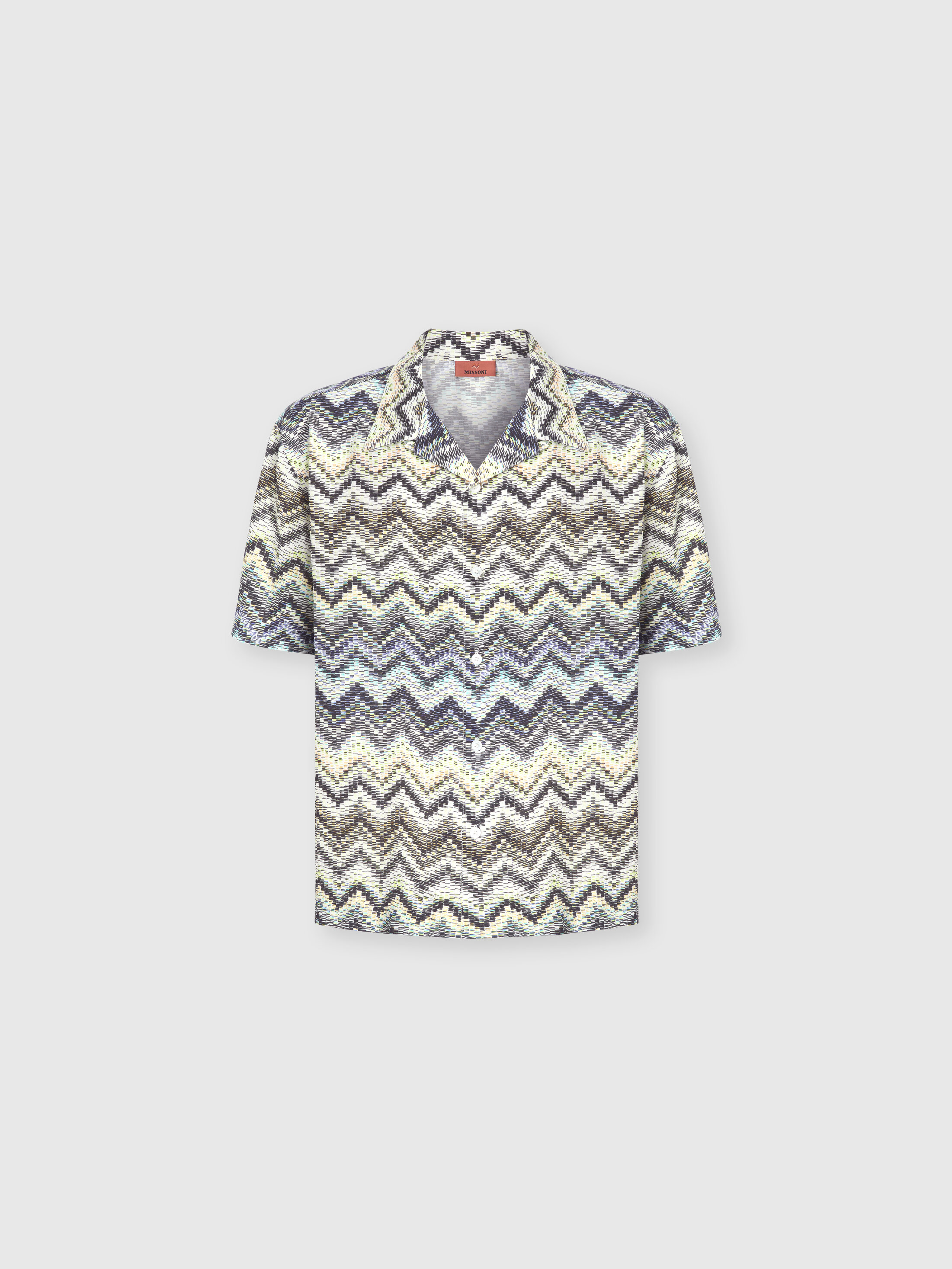 Missoni - Bowling shirt in viscose with dashed zigzag print, Men, Multicoloured