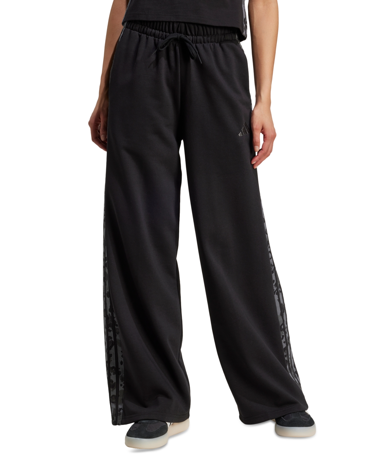 Women's Leopard-Print Stripes Relaxed Wide-Leg Pants - Black/multicolor