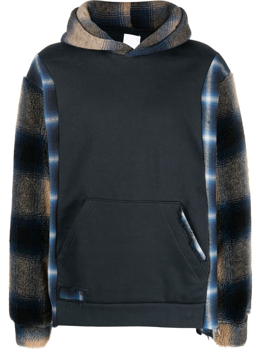 Panelled pullover hoodie - Blue