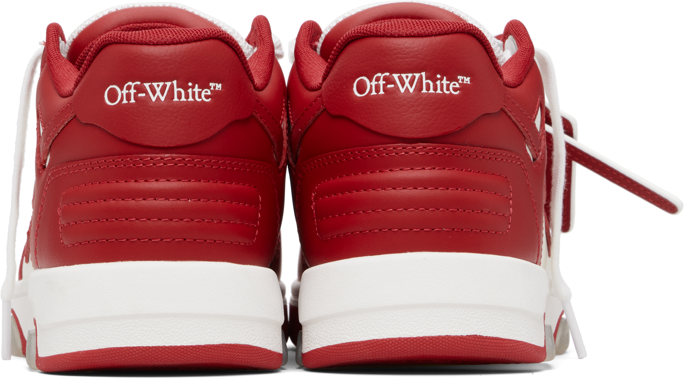 Red & White 'Out Of Office' Calf Leather Sneakers