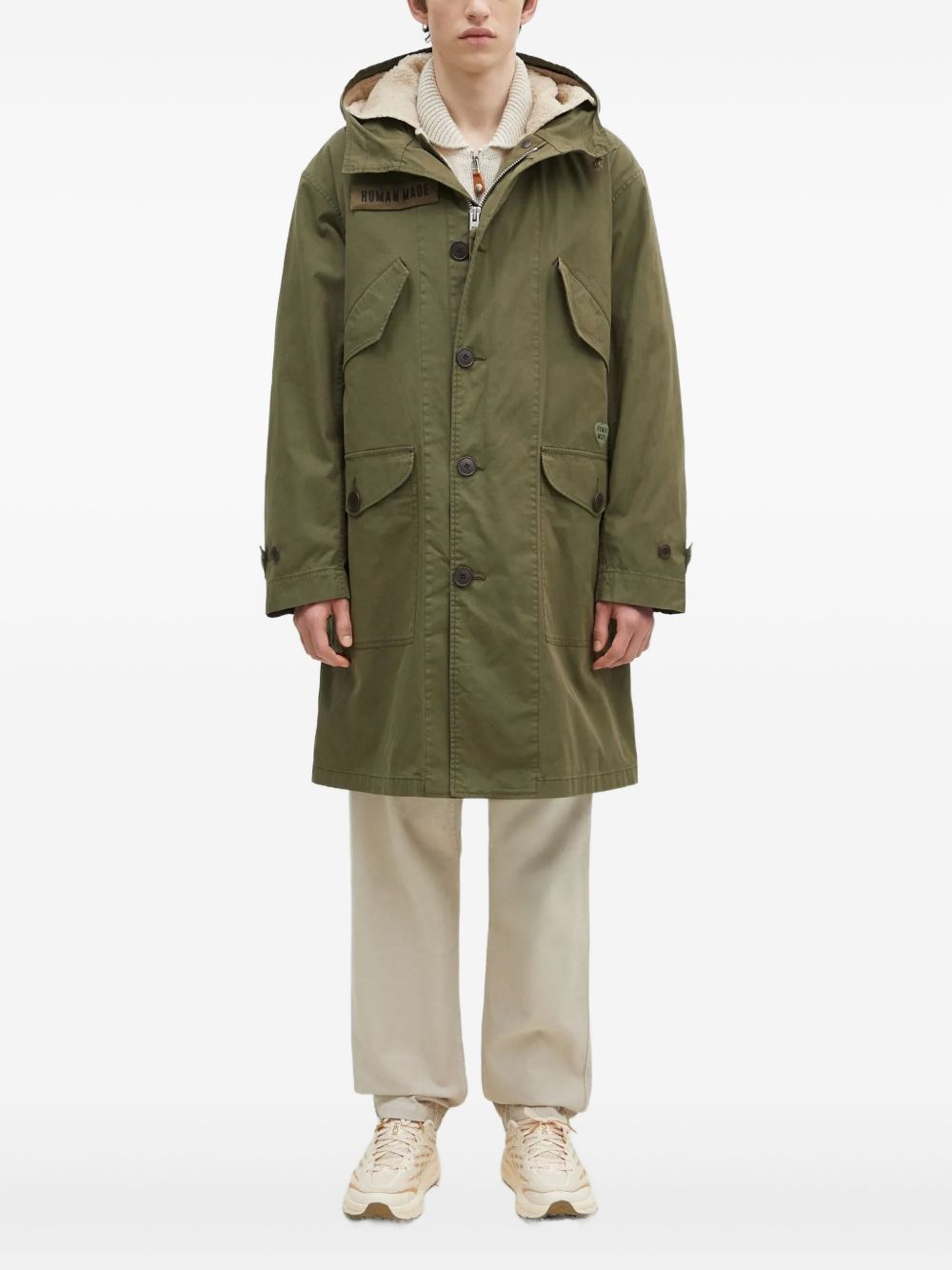 Hooded fleece-lined parka - Green