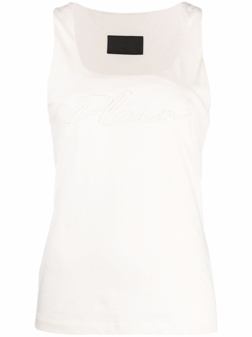 Logo-embroidered vest top - Neutrals