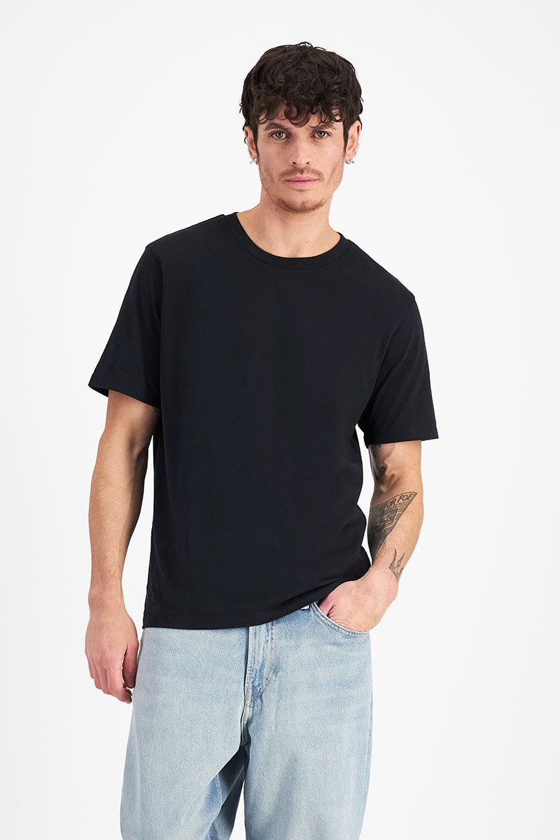 Men's Cotton Midweight Crew Tee in Nu Black