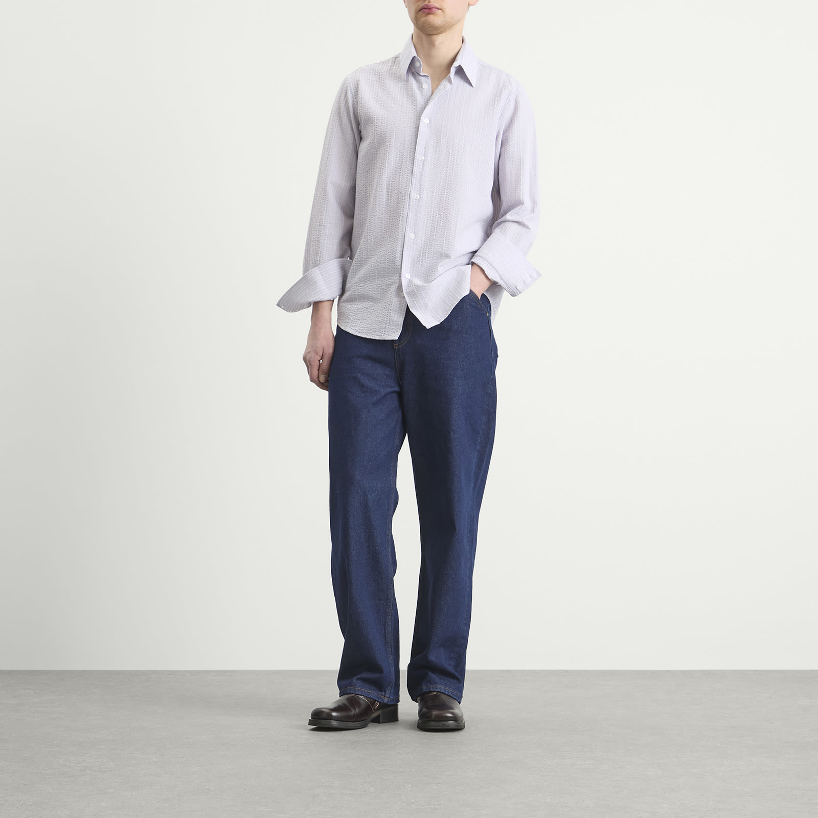 Men's Business Shirt in Lavender Stripe