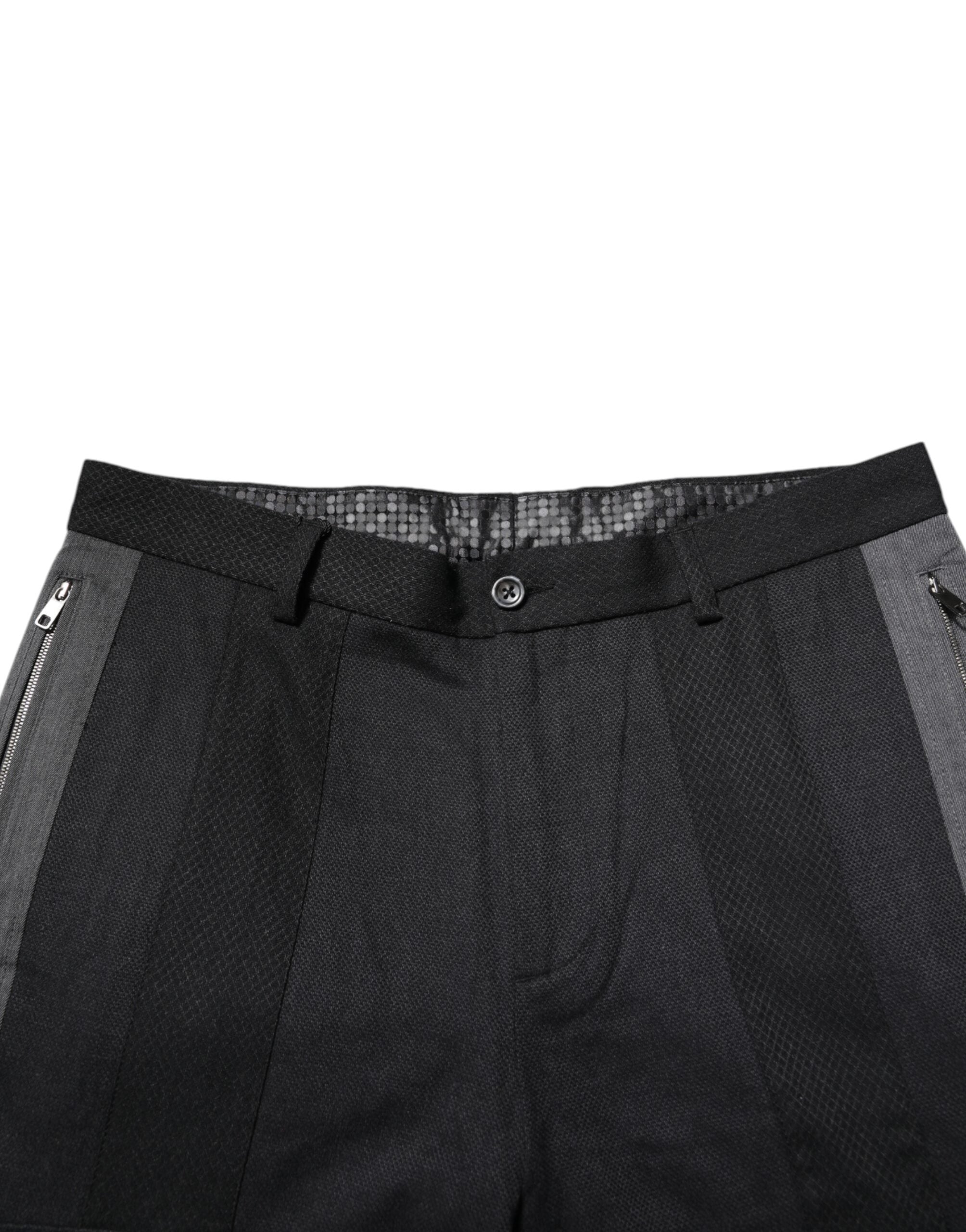 Tailored Wool-Silk Blend Trousers — Black