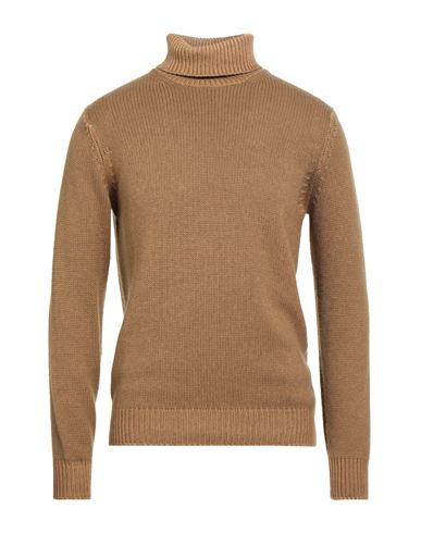 Man Turtleneck Camel Size 40 Merino Wool, Silk, Cashmere