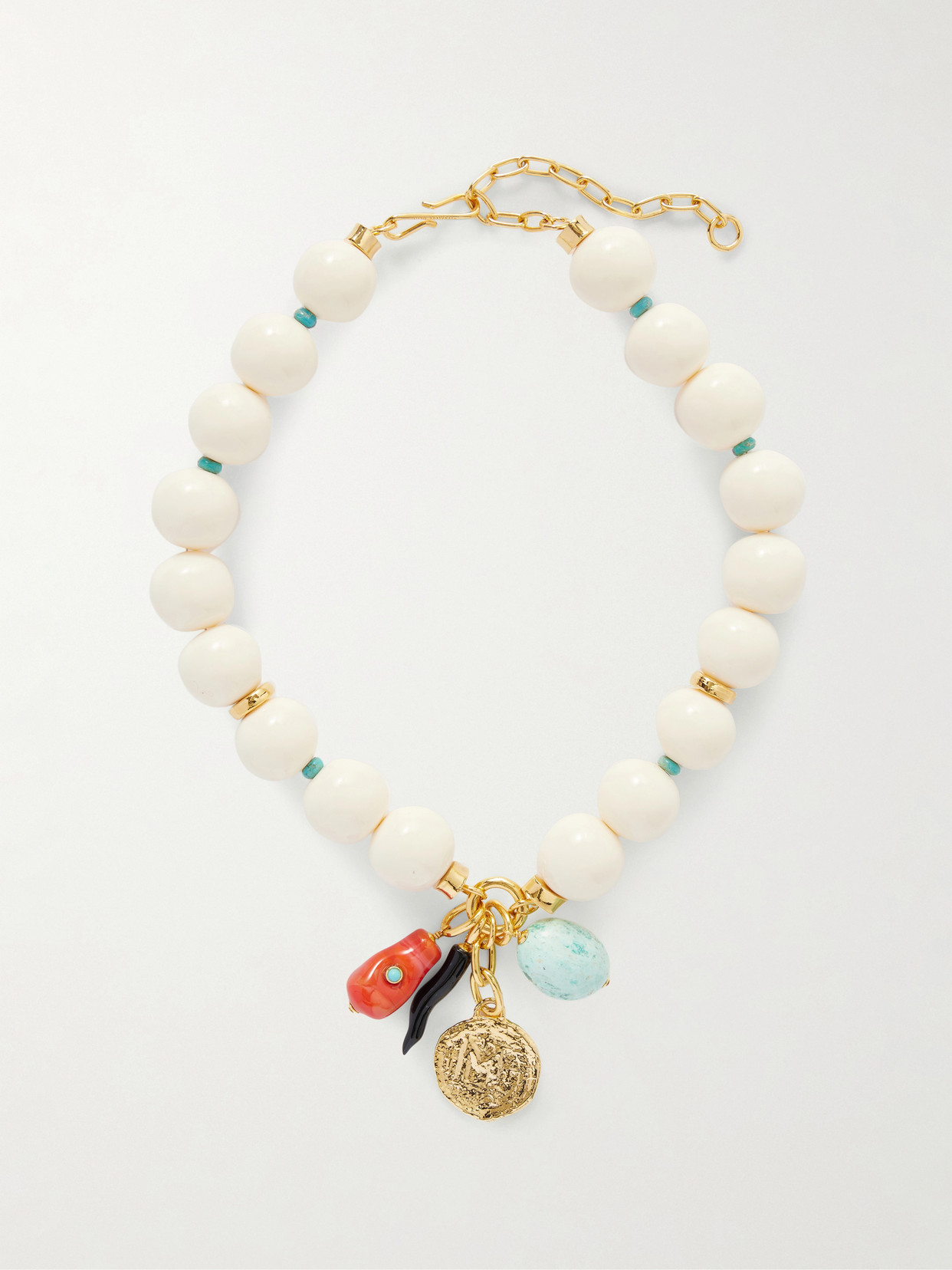 Blanca Gold-tone, Turquoise And Agate Beaded Necklace