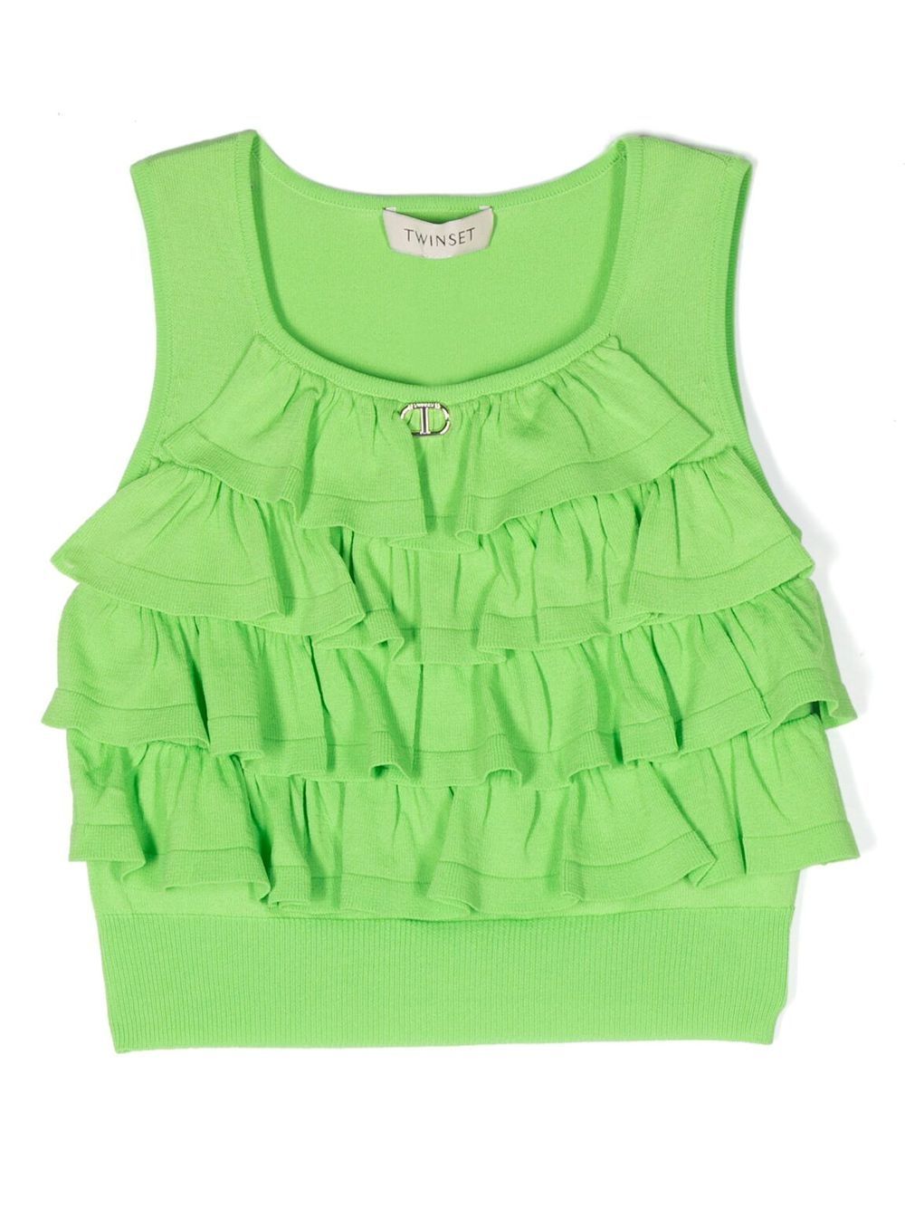 Gathered-detail sleeveless blouse - Green