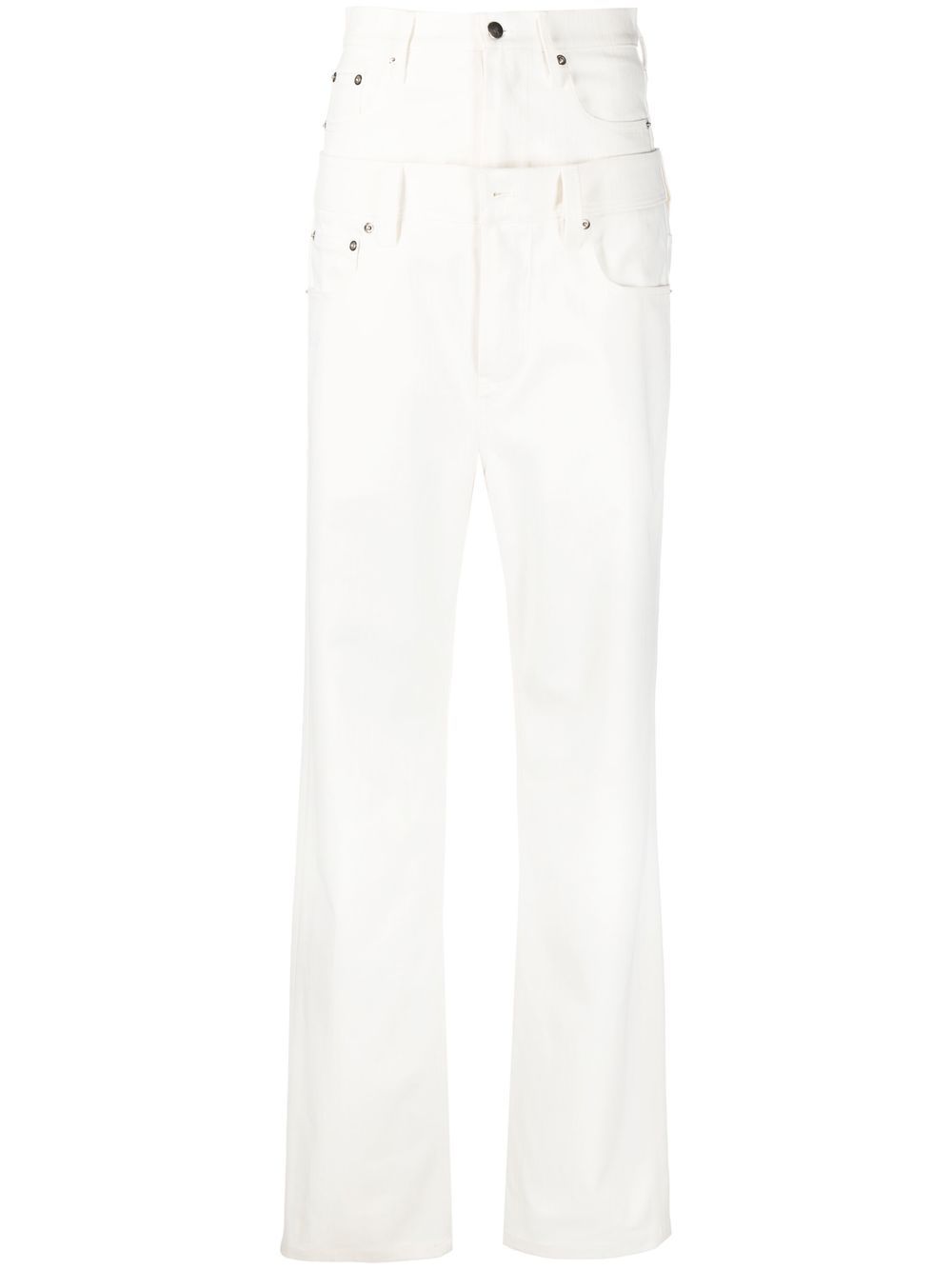 Panelled high-waisted trousers - White
