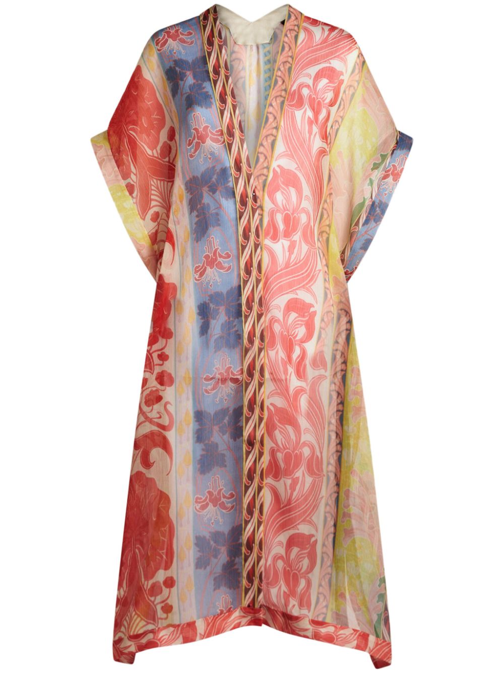 Graphic-print crepe kaftan dress - White