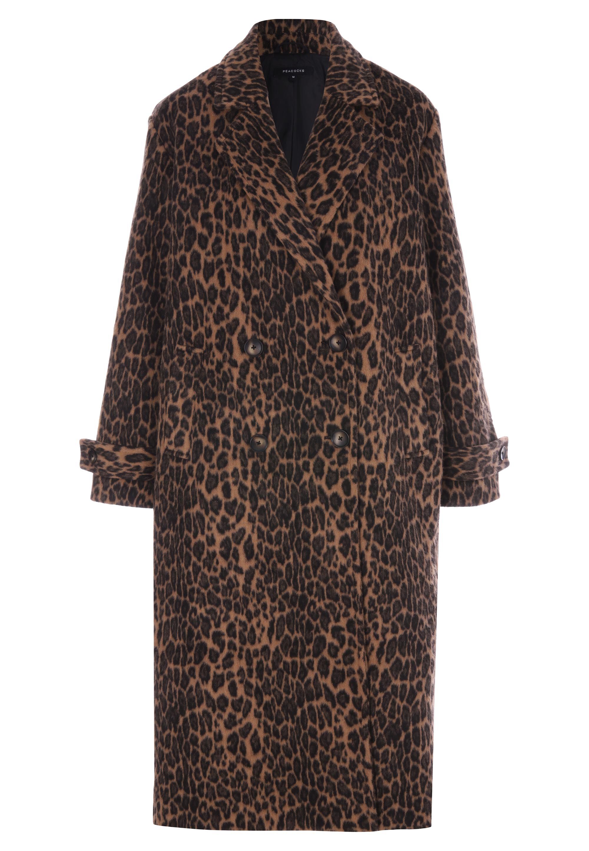 Womens Brown Leopard Print Dad Coat