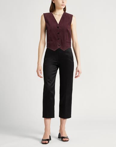 Crème Woman Tailored Vest Burgundy Size 4 Cotton