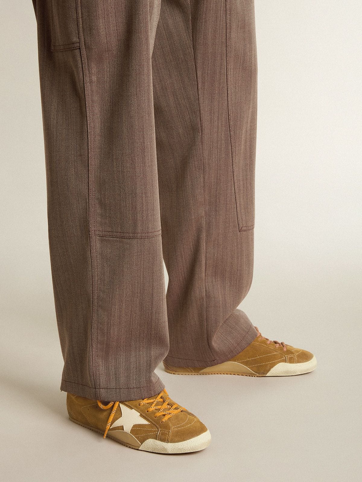 Golden Goose - Men's True-star In Tobacco-colored Suede With White Star And Platinum Heel Tab, Man