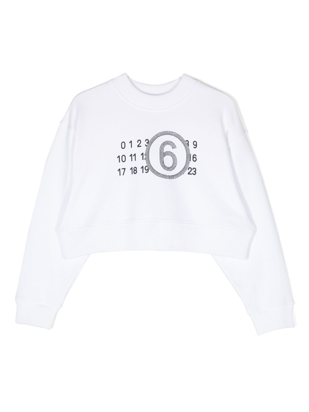 Numbers-print cropped sweatshirt - White