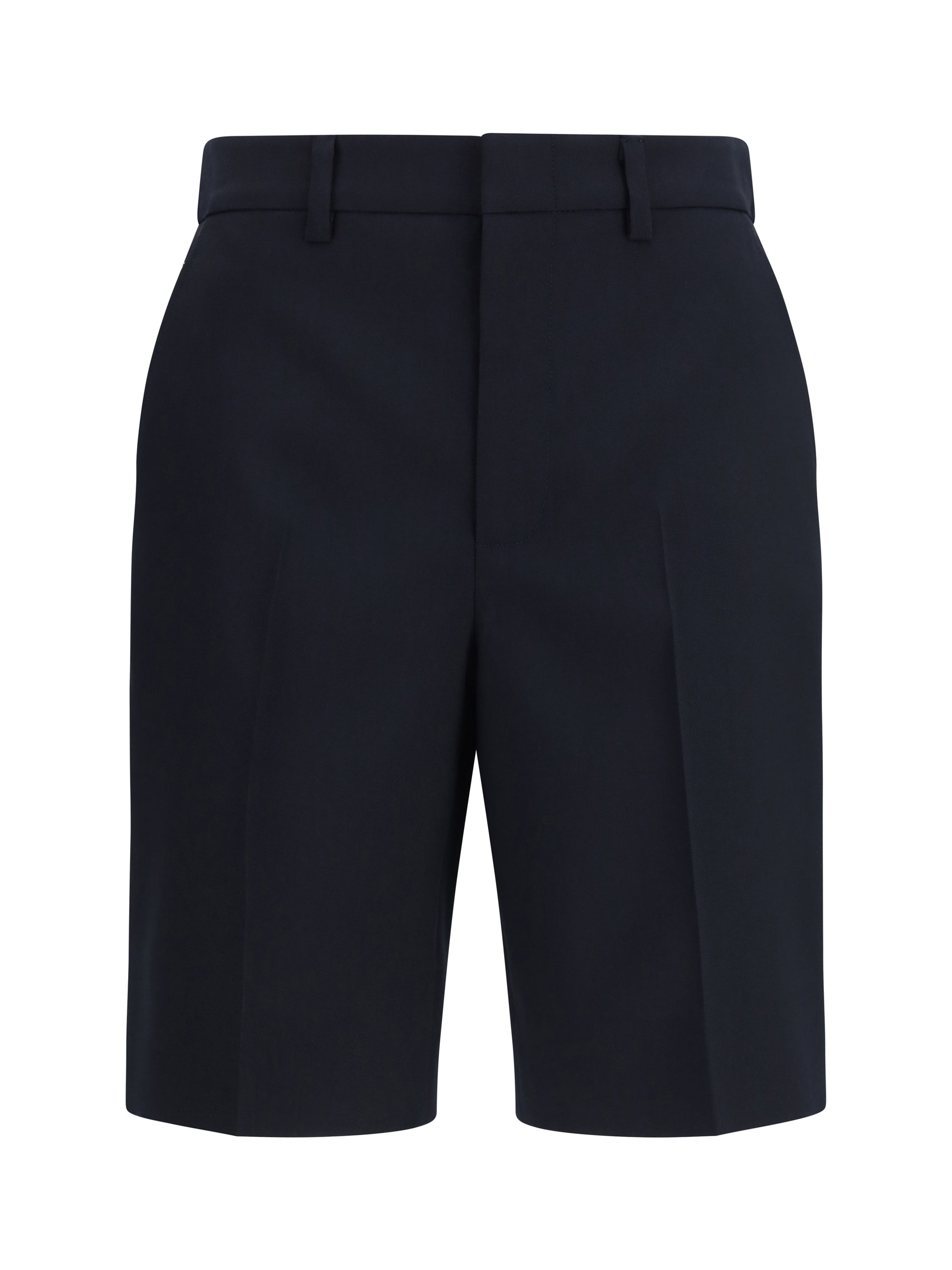 Tailored Wool Bermuda Shorts — Navy