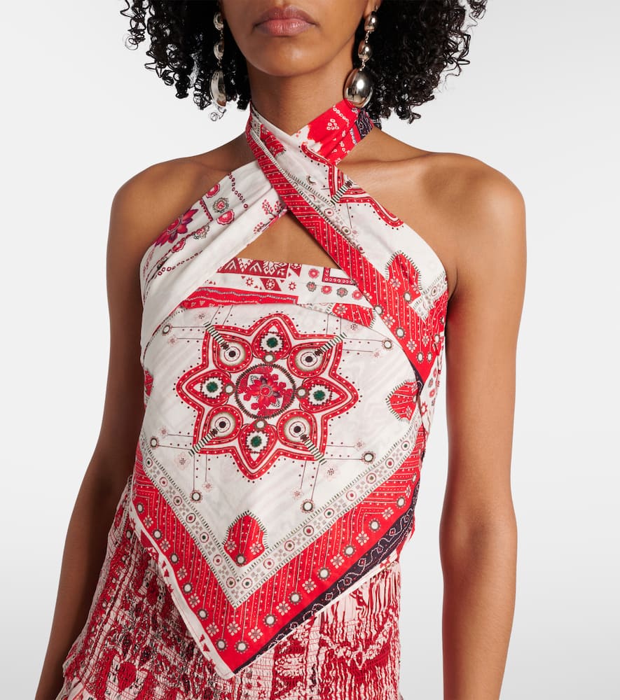 Marant Etoile Feyza halterneck printed cotton top