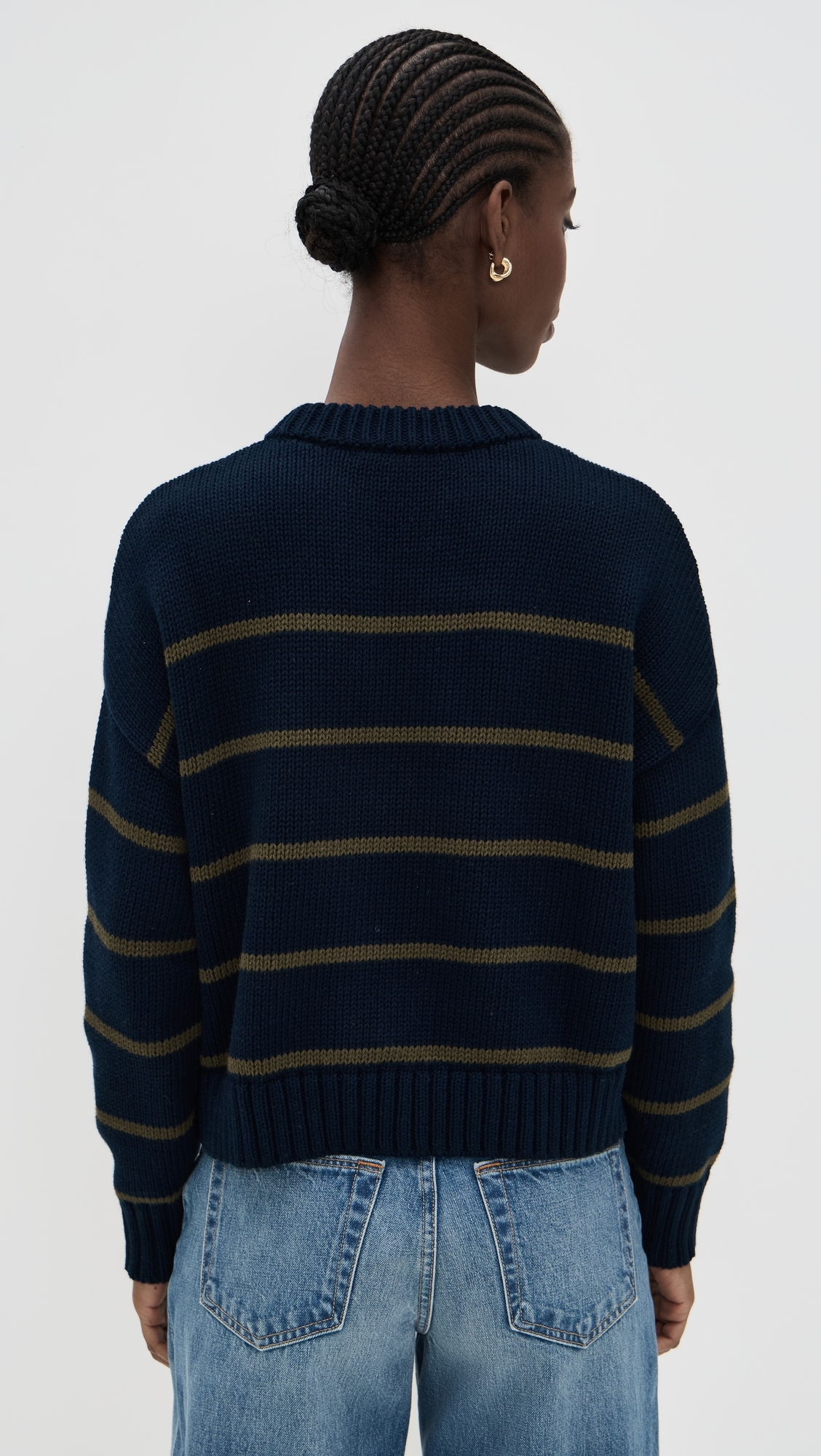Jenni Kayne Chloe Crewneck Sweater Navy/Army Stripe 