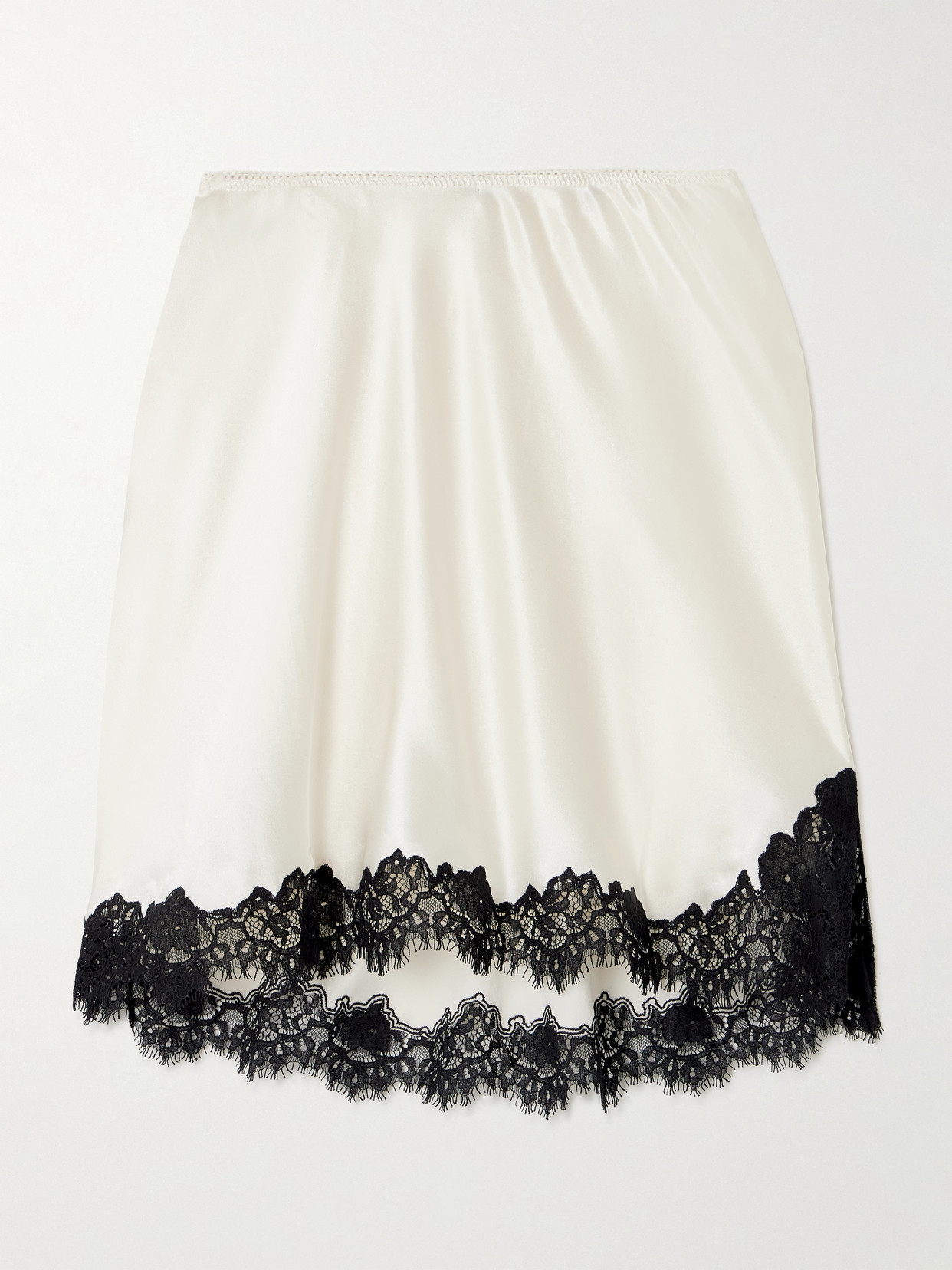 Giuliette Lace-trimmed Floral-print Silk-charmeuse Skirt - White