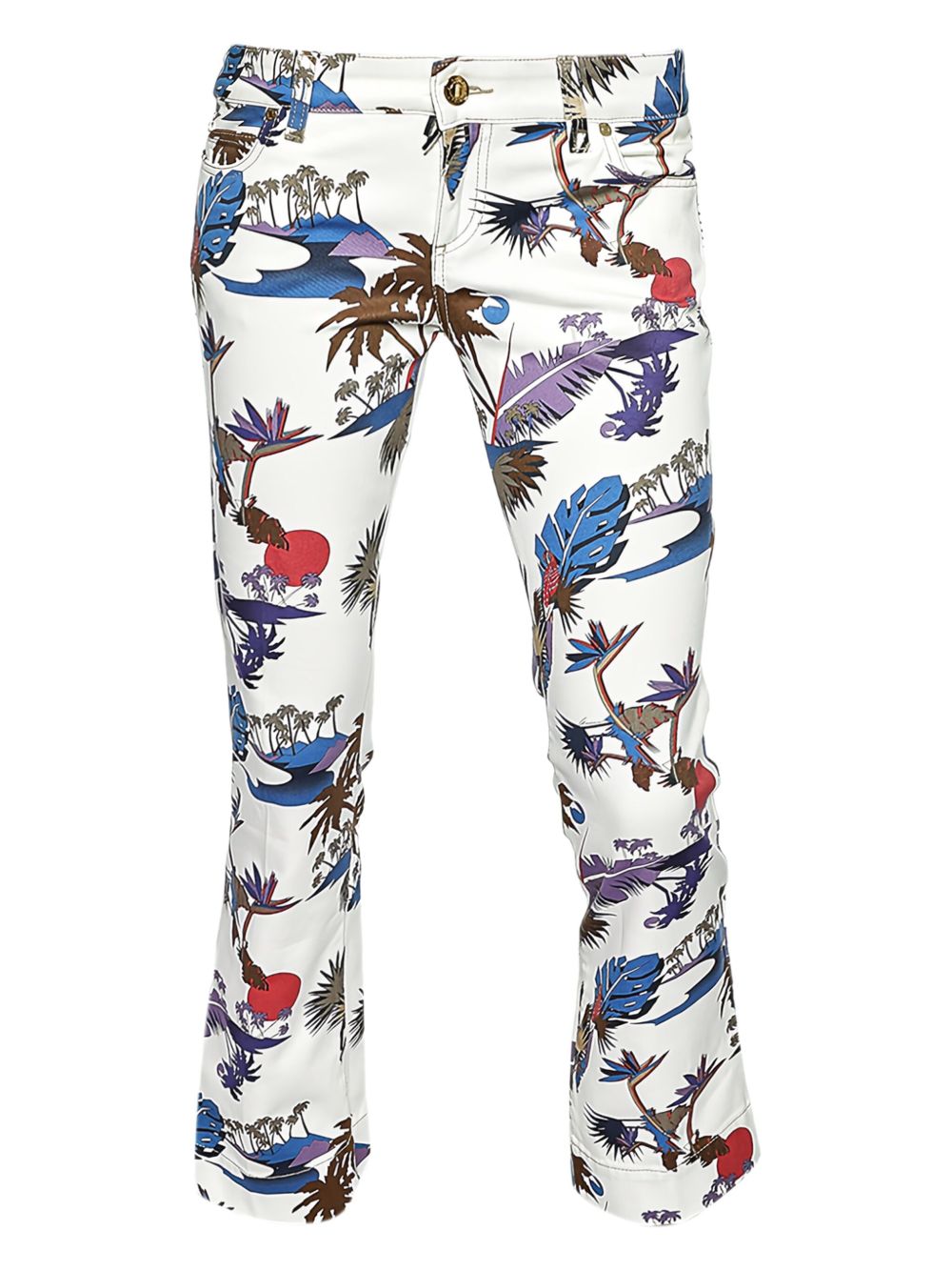 Floral-print trousers - White