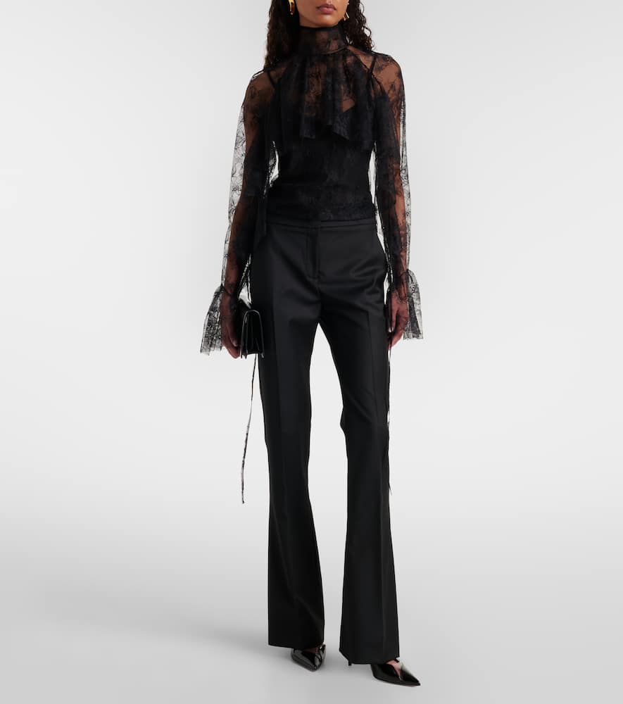 Ruffled sheer lace blouse