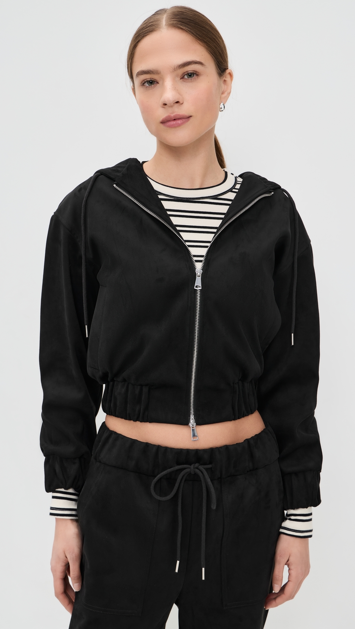 Mabel Faux Suede Hoodie Feather Grey