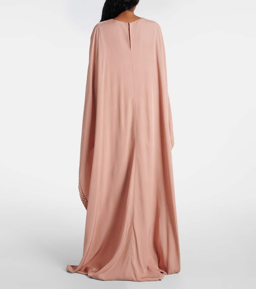 Embellished caped maxi dress