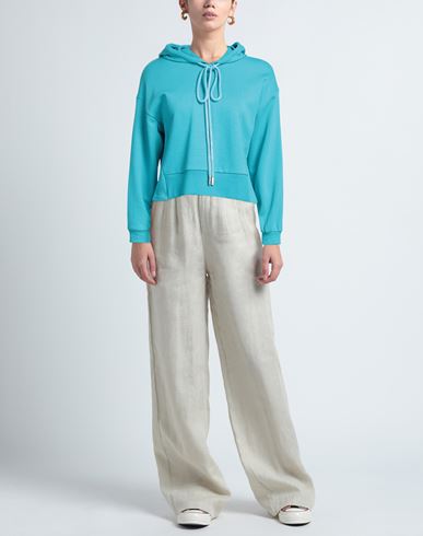 Woman Sweatshirt Turquoise Size 6 Cotton, Elastane