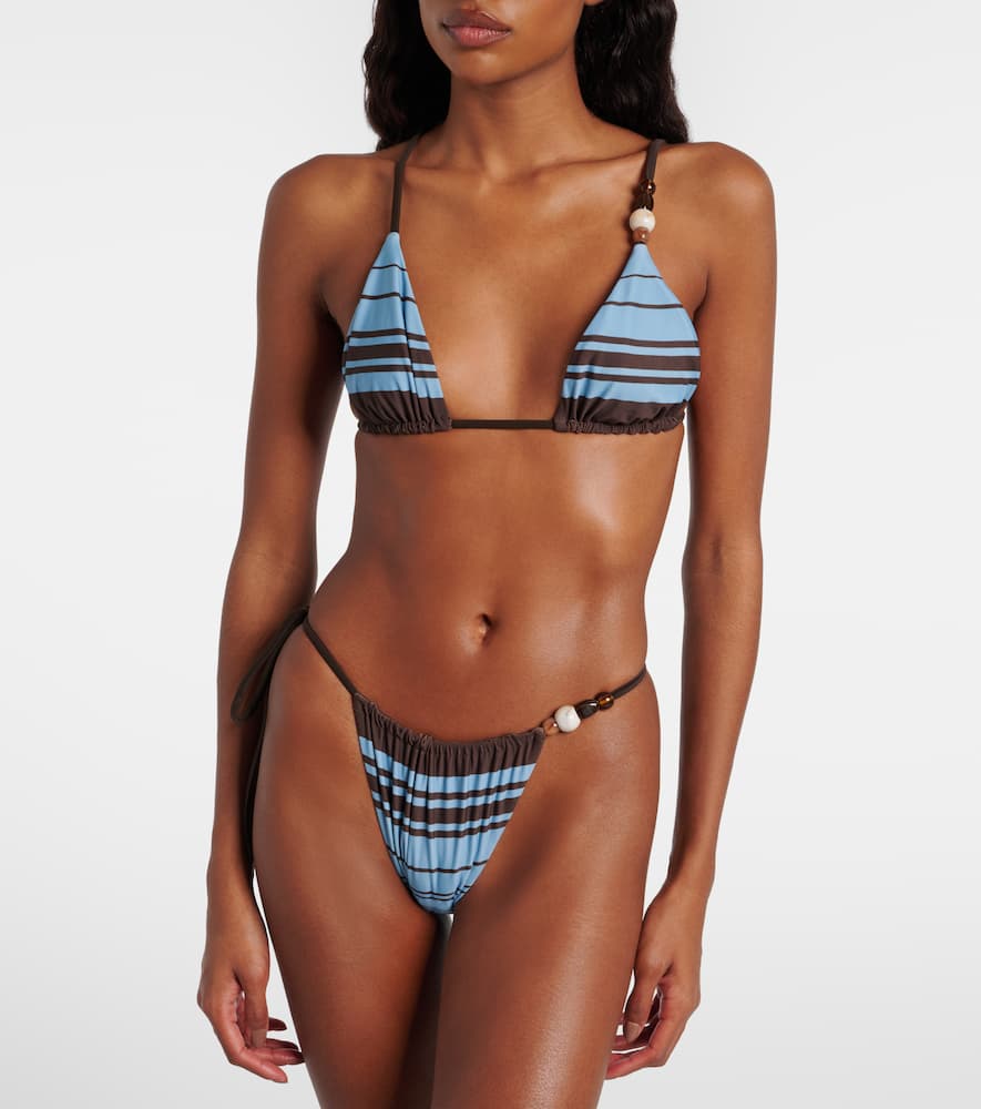 Rioja beaded striped bikini bottoms