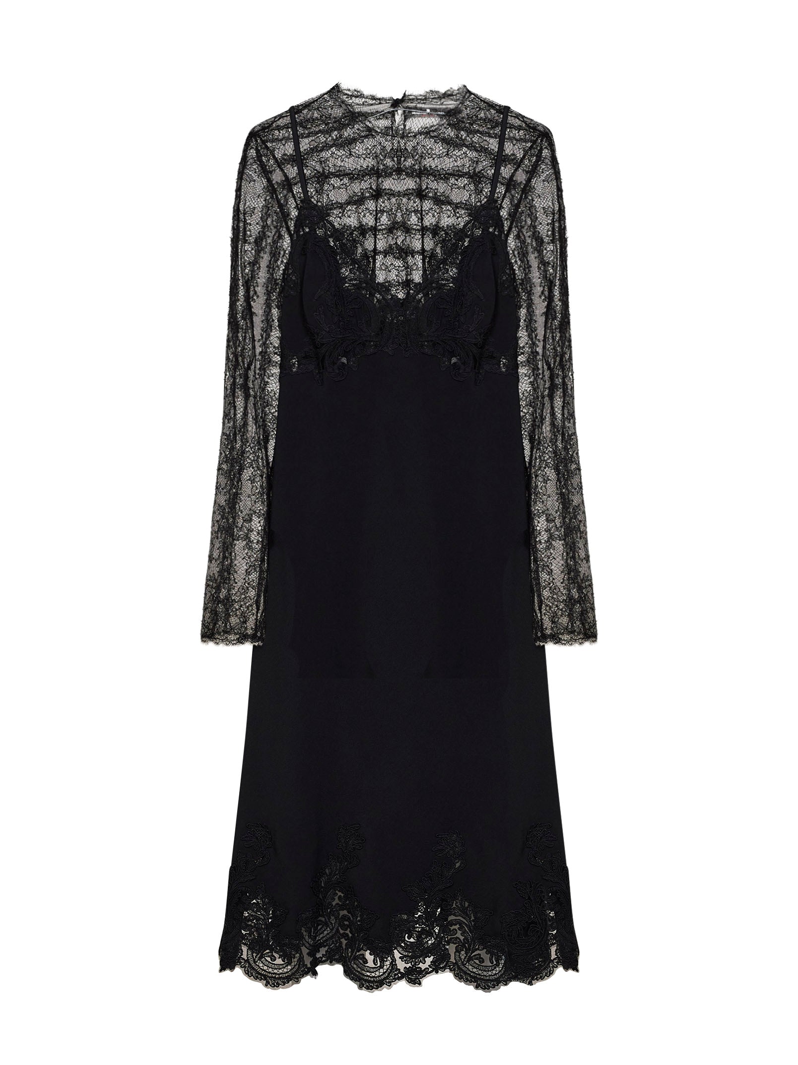 Lace-Trimmed Dress — Black