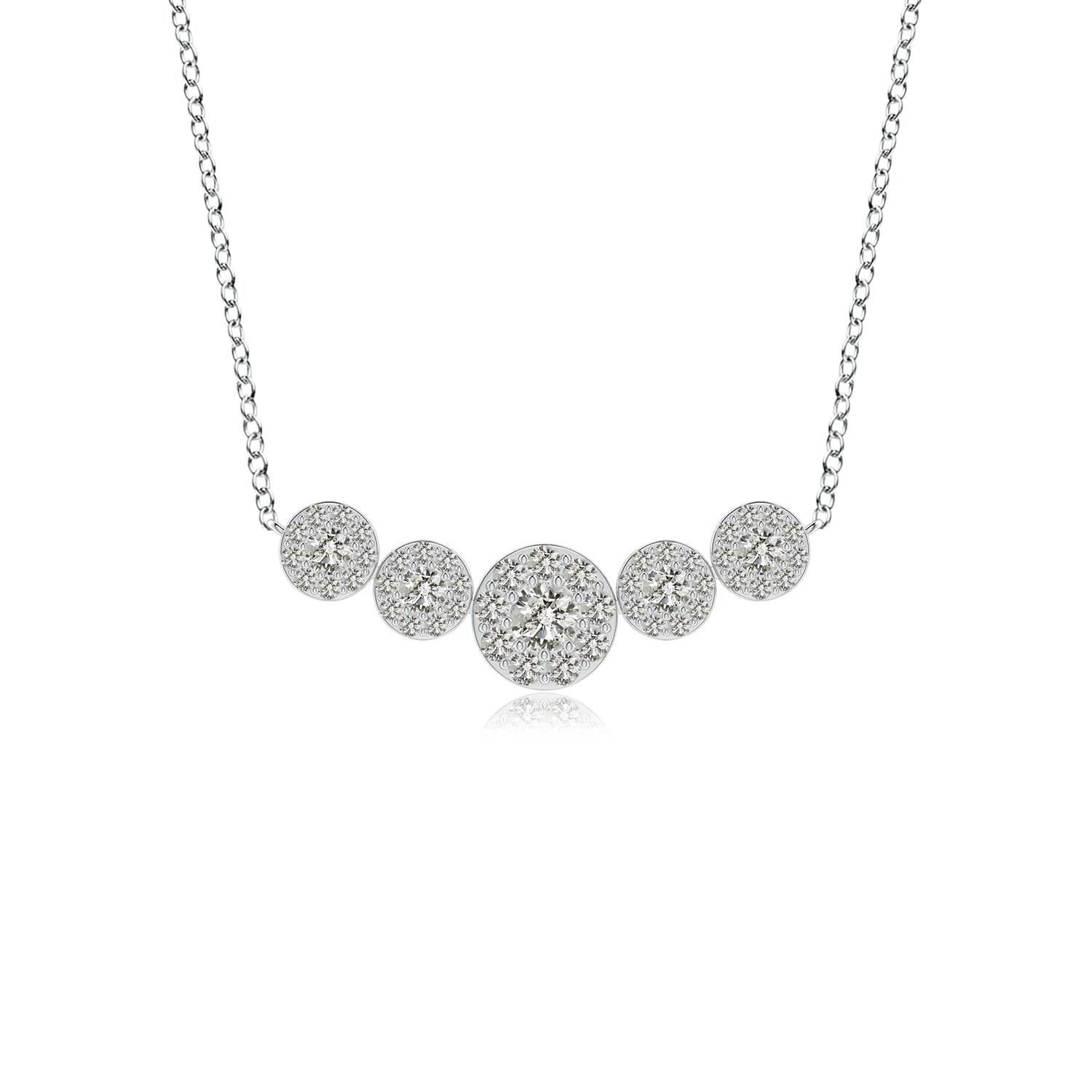 Angara 1.01 Carats Graduated Five Stone Diamond Halo Necklace in Platinum