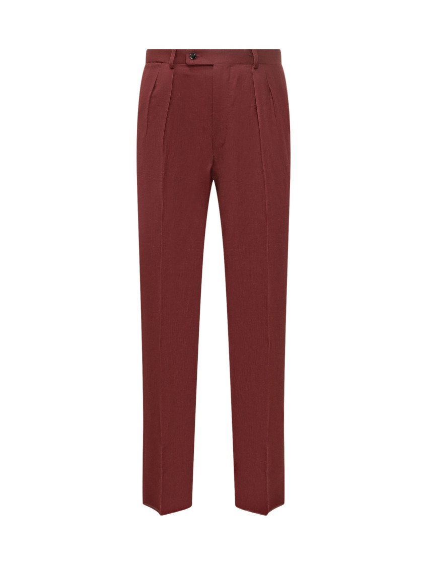 Red Straight Pleated Pants