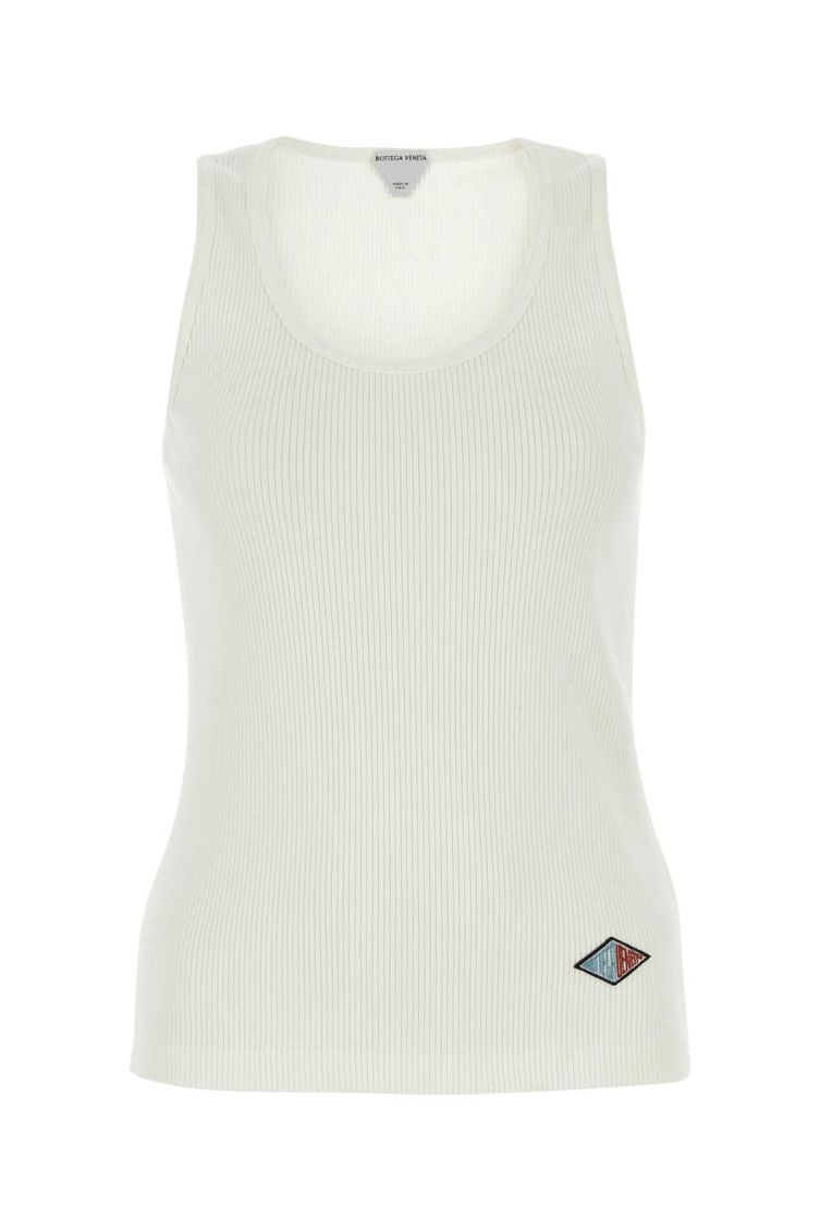 White Stretch Cotton Tank Top