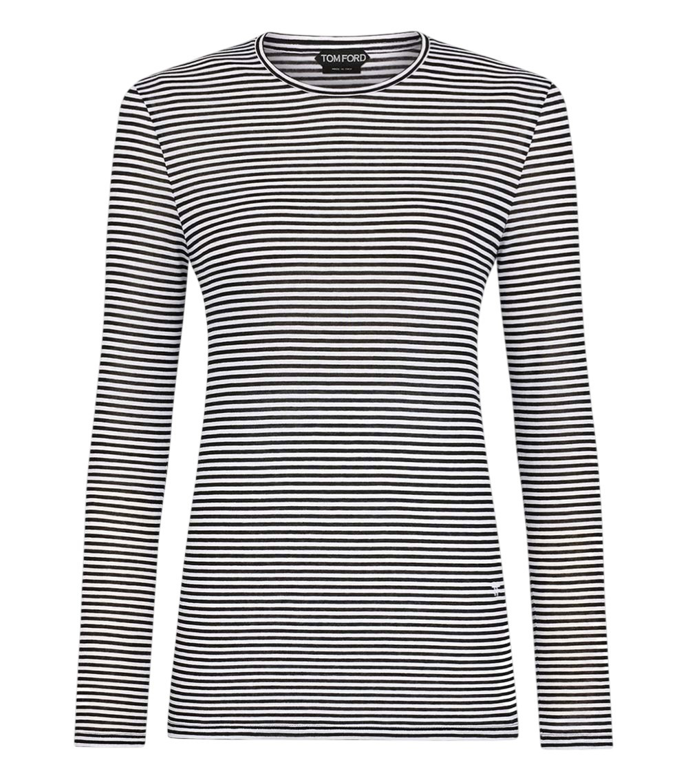 Black Crew Neck Stripes T-Shirt