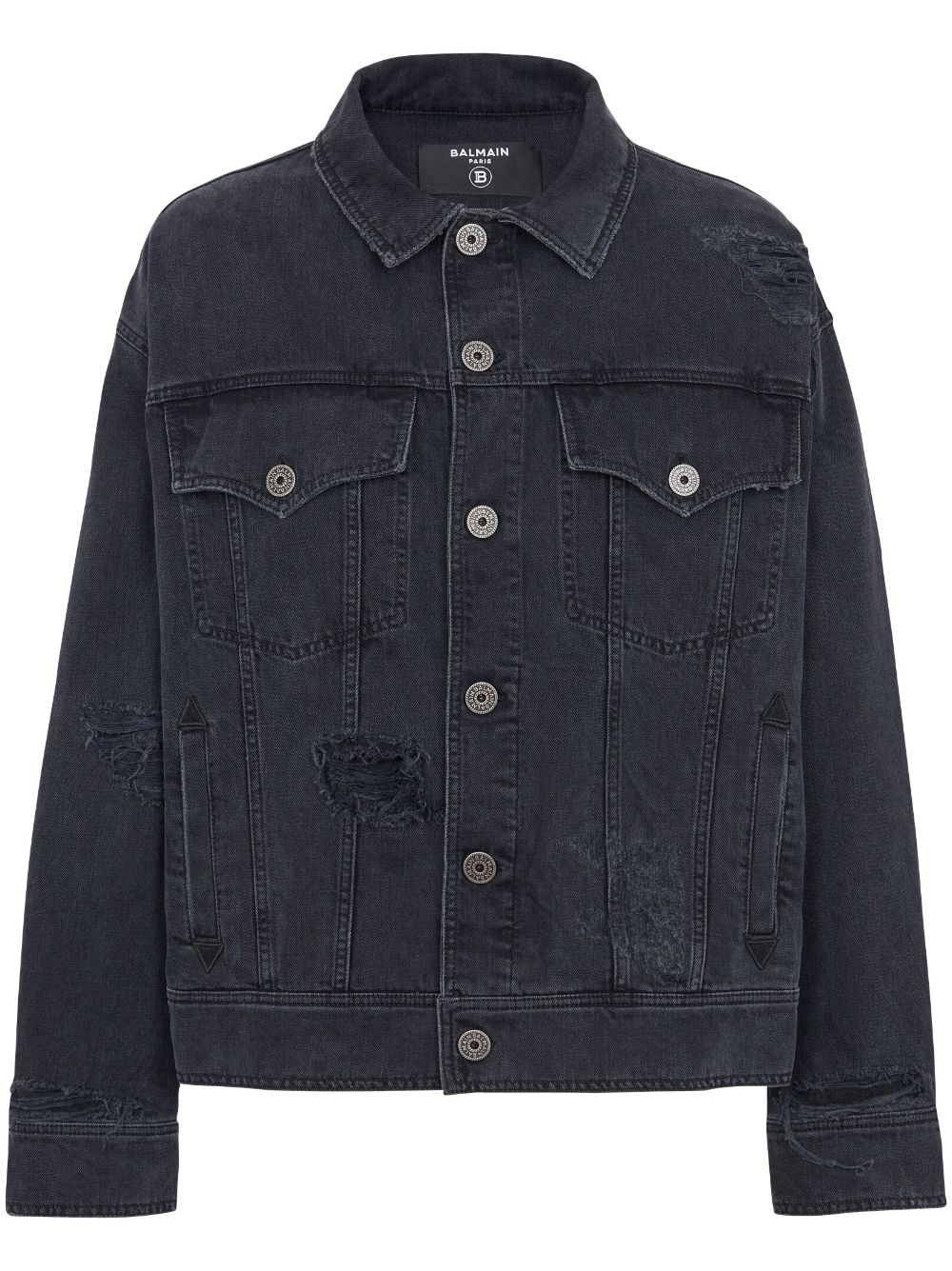 Ripped-detail denim jacket - Black