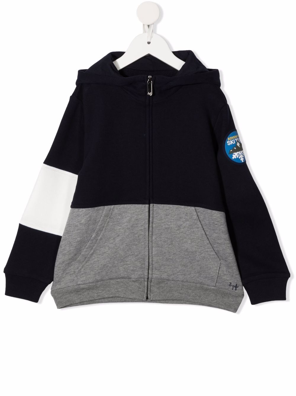 Panelled zip-up hoodie - Blue