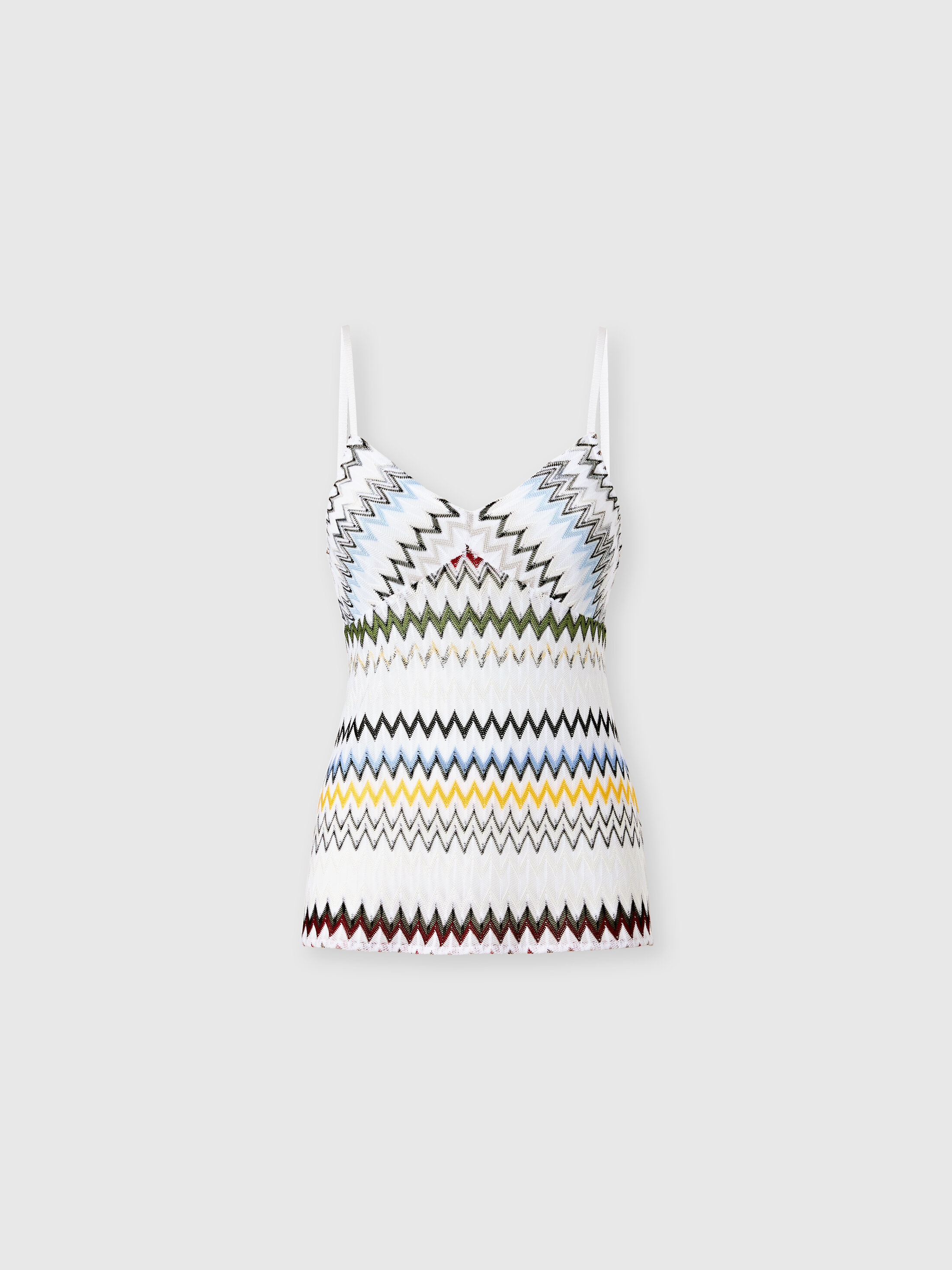 Missoni - Top in cotton and viscose zig zag, Women, Green& Brown