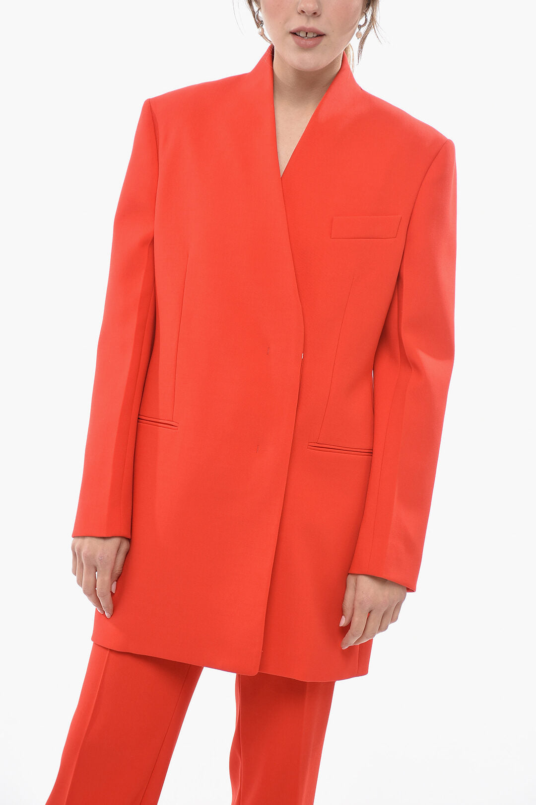 Double-breasted Virgin Wool Reverless Blazer