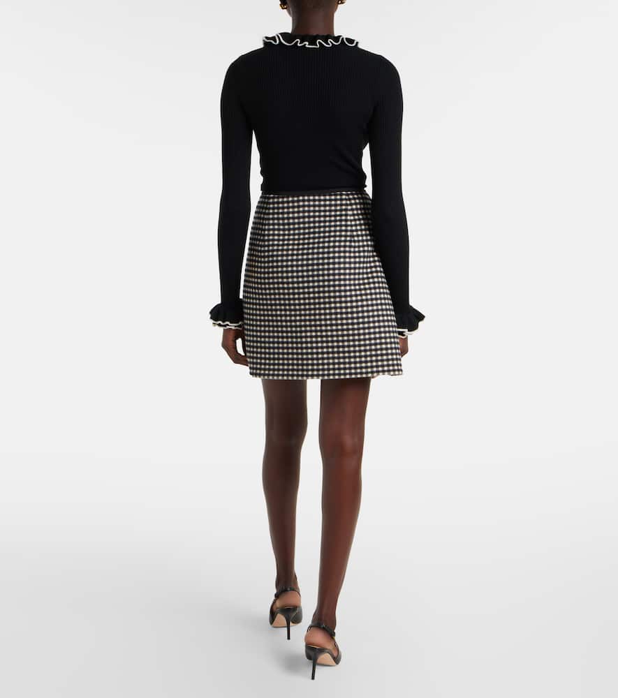 Checked wool and cashmere miniskirt