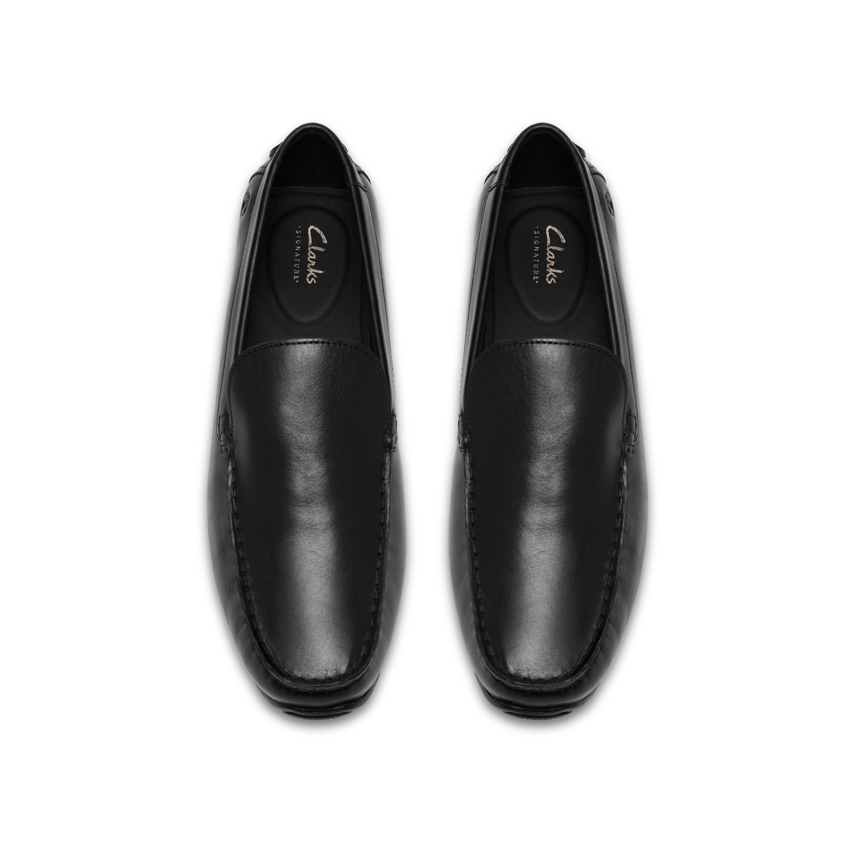 Clarks Men's Corsley Plain Black Leather Loafers, Slip Ons | : 10/Standard Fit