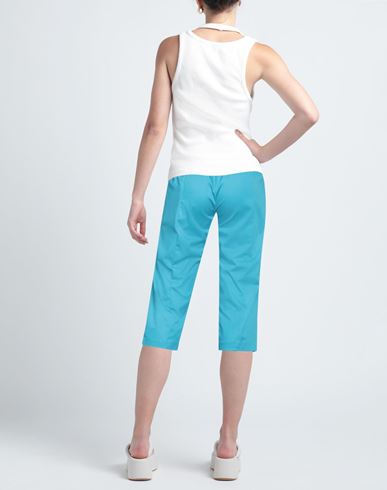 Woman Pants Azure Size L Cotton, Elastane