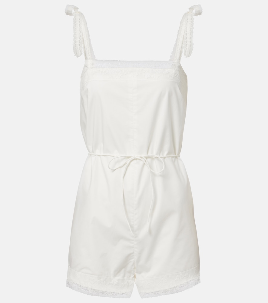 Reine lace-trimmed cotton romper