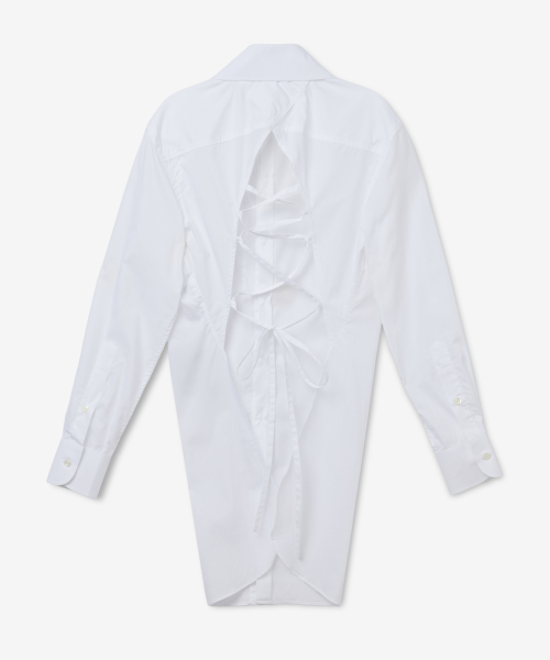 Lace-Up Back Button-Up Dress
