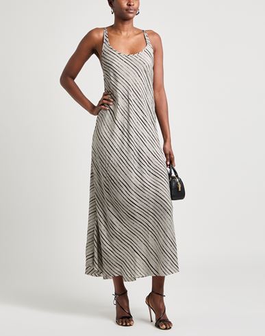 Masnada Woman Maxi dress Grey Size 4 Linen, Viscose