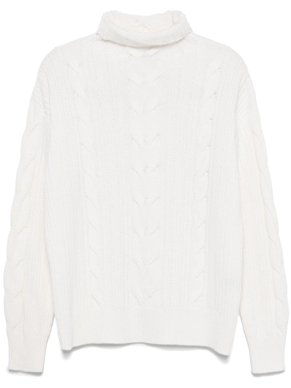 Cable-knit turtleneck sweater - Neutrals